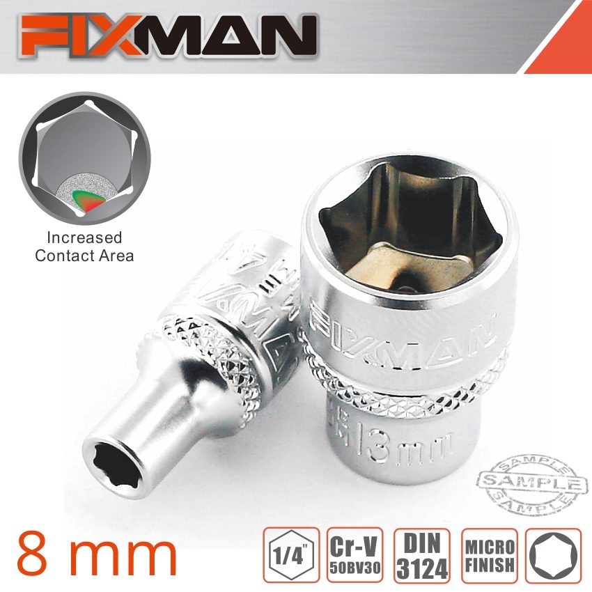 Fixman 1/4' Drive Hex Socket 8mm