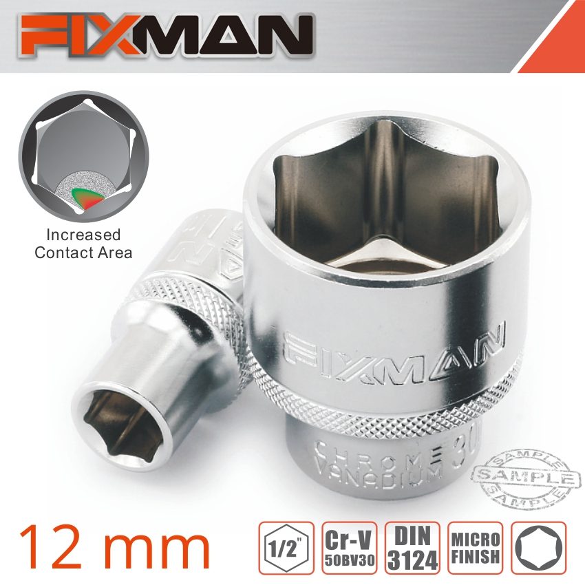 Fixman 1/2' Drive Hex Socket 12mm X 21.8mm