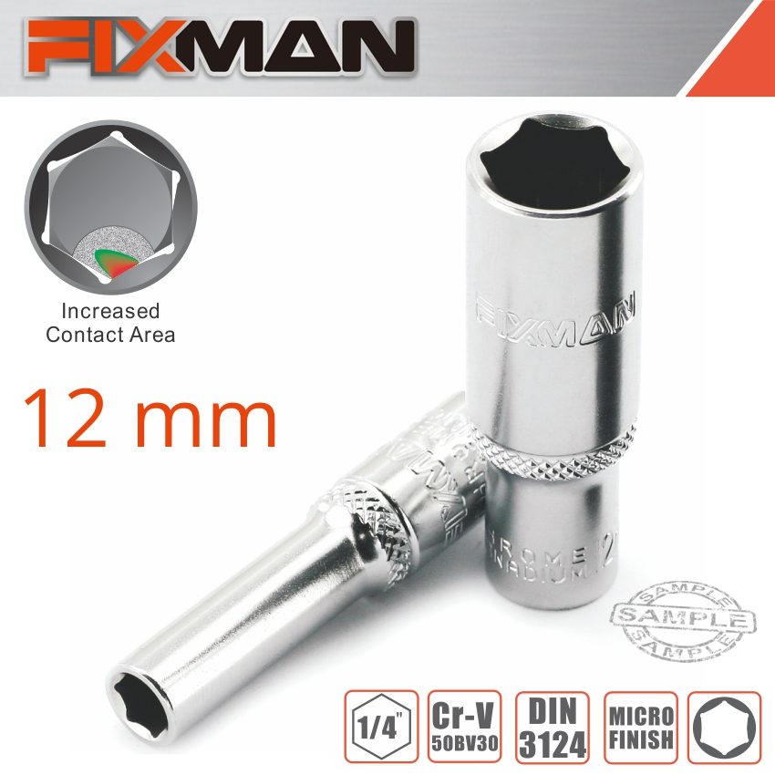 Fixman 1/4' Dr Deep Socket 12mm