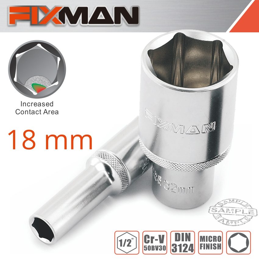 Fixman 1/2' Dr Deep Socket 18mm