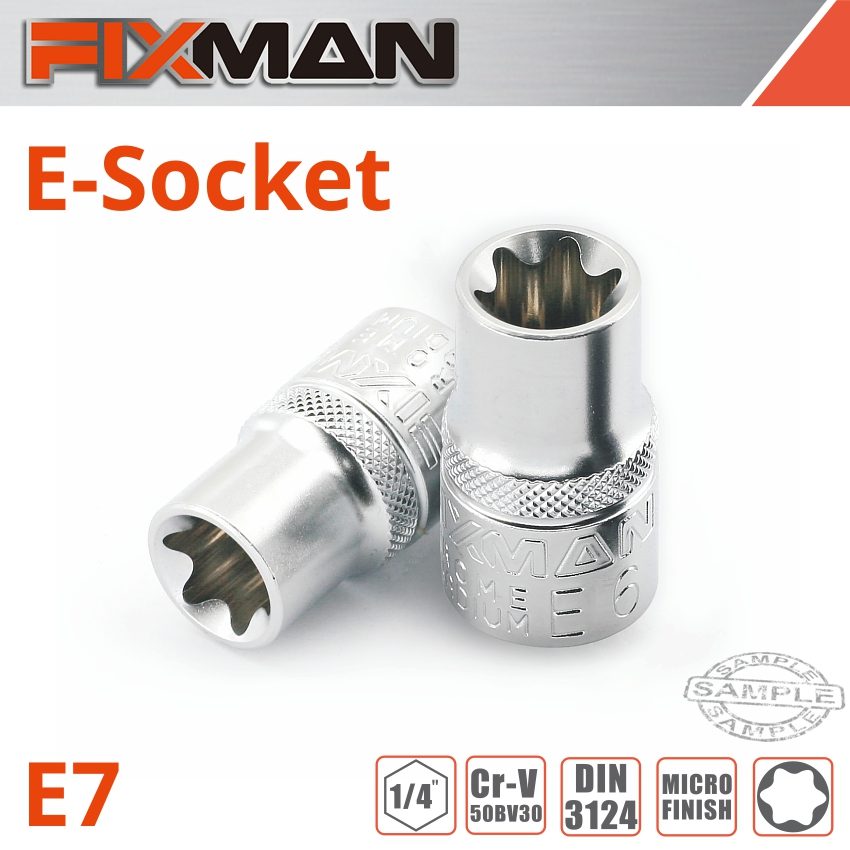 Fixman 1/4' Drive E-socket 6 Point E7