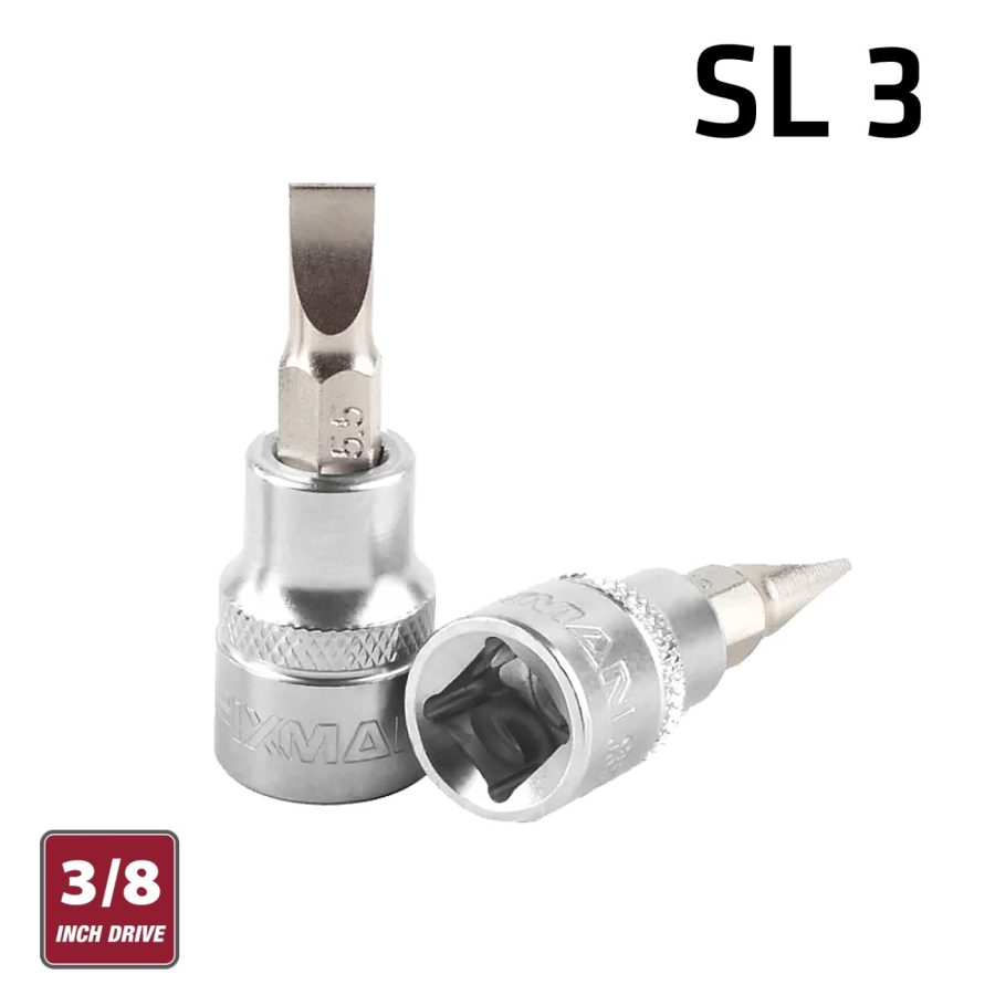 Fixman 3/8' Dr.bit Socket Sl3 Slotted Screwdriver Bit
