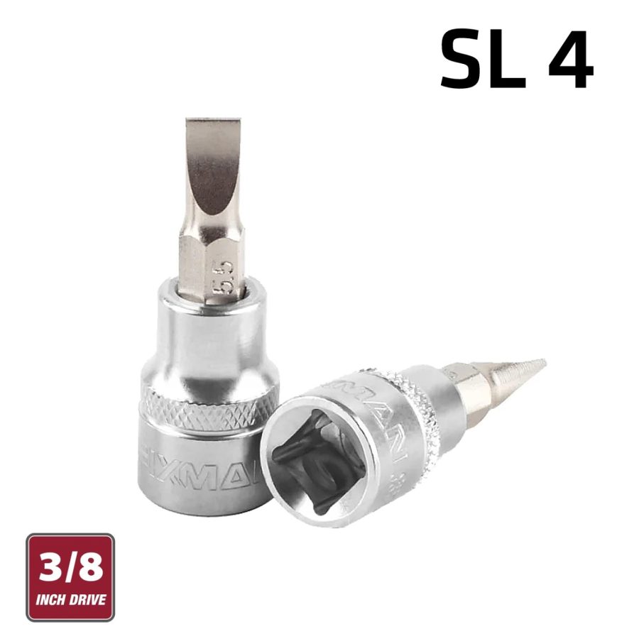 Fixman 3/8' Dr.bit Socket Sl4 Slotted Screwdriver Bit