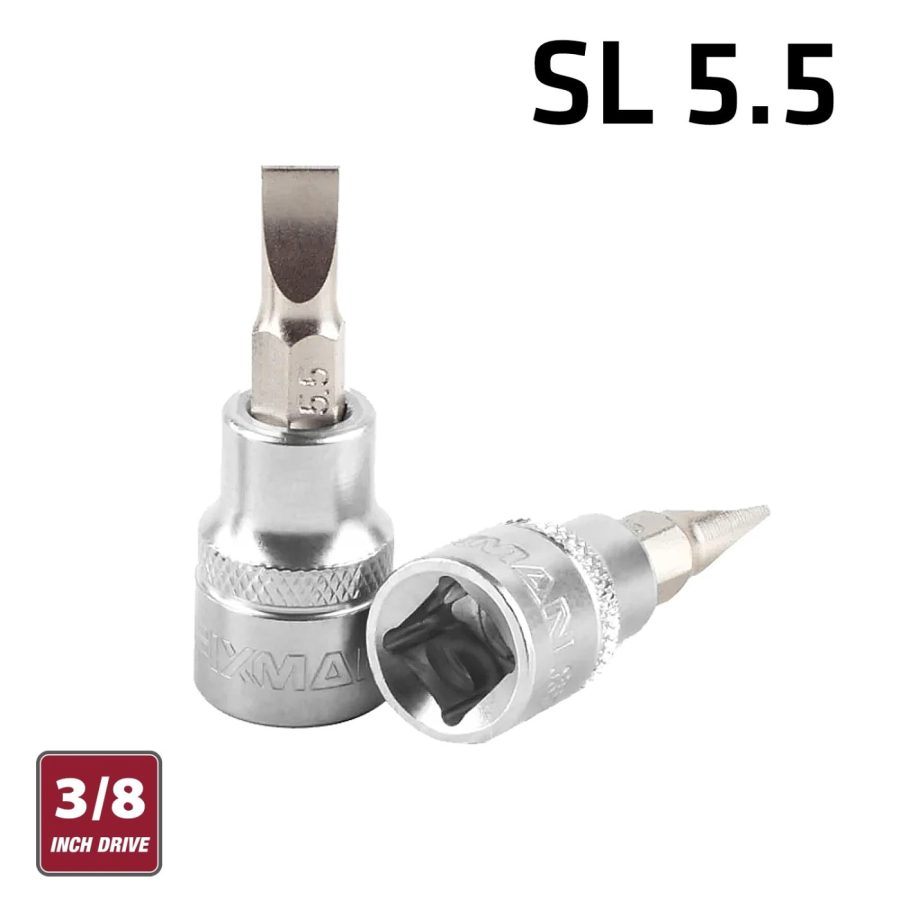 Fixman 3/8' Dr.bit Socket Sl5.5 Slotted Screwdriver Bit