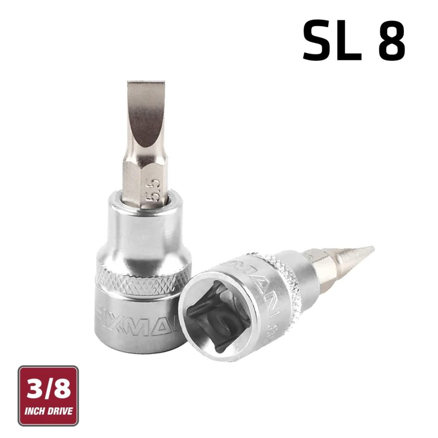 Fixman 3/8' Dr.bit Socket Sl8 Slotted Screwdriver Bit