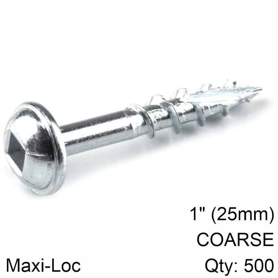 Kreg Zinc Pocket Hole Screws 25mm 1.00' #8 Coarse Thread Mx Loc 500ct