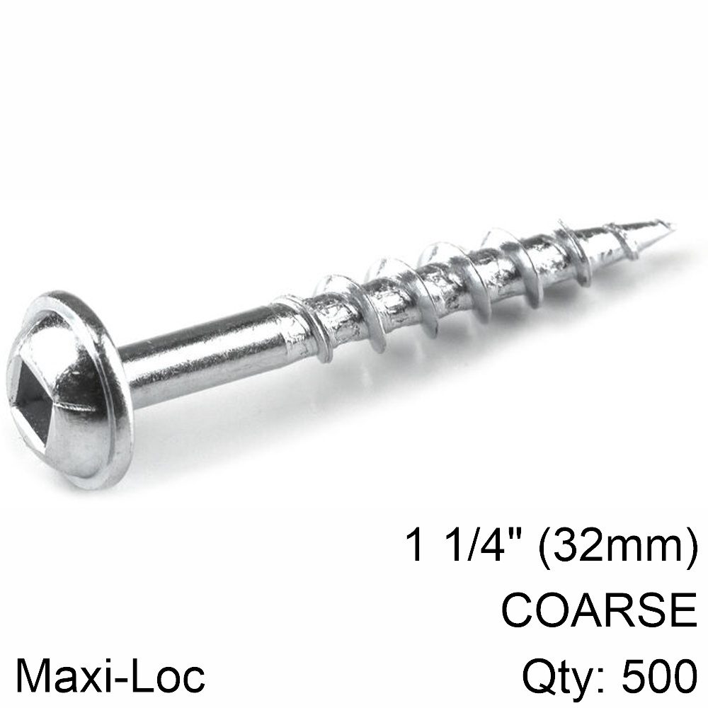 Kreg Zinc Pocket Hole Screws 32mm 1.25' #8 Coarse Thread Mx Loc 500ct