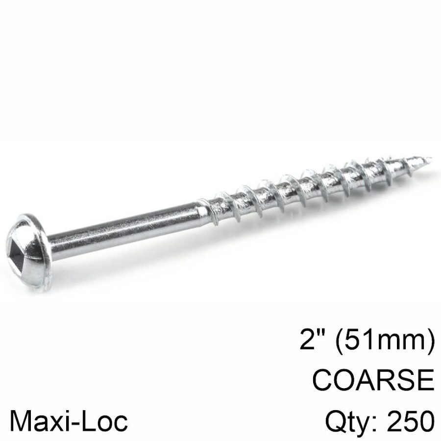 Kreg Zinc Pocket Hole Screws 51mm 2.00' #8 Coarse Thread Mx Loc 250ct