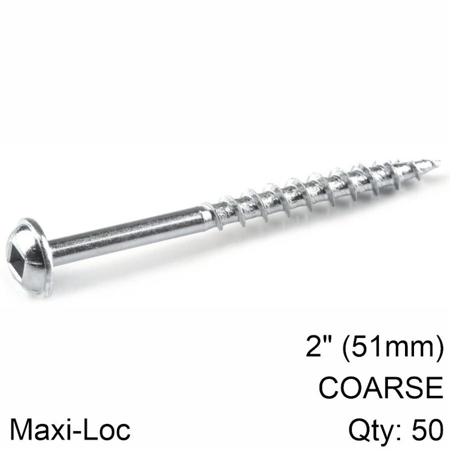 Kreg Zinc Pocket Hole Screws 51mm 2.00' #8 Coarse Thread Mx Loc 50ct