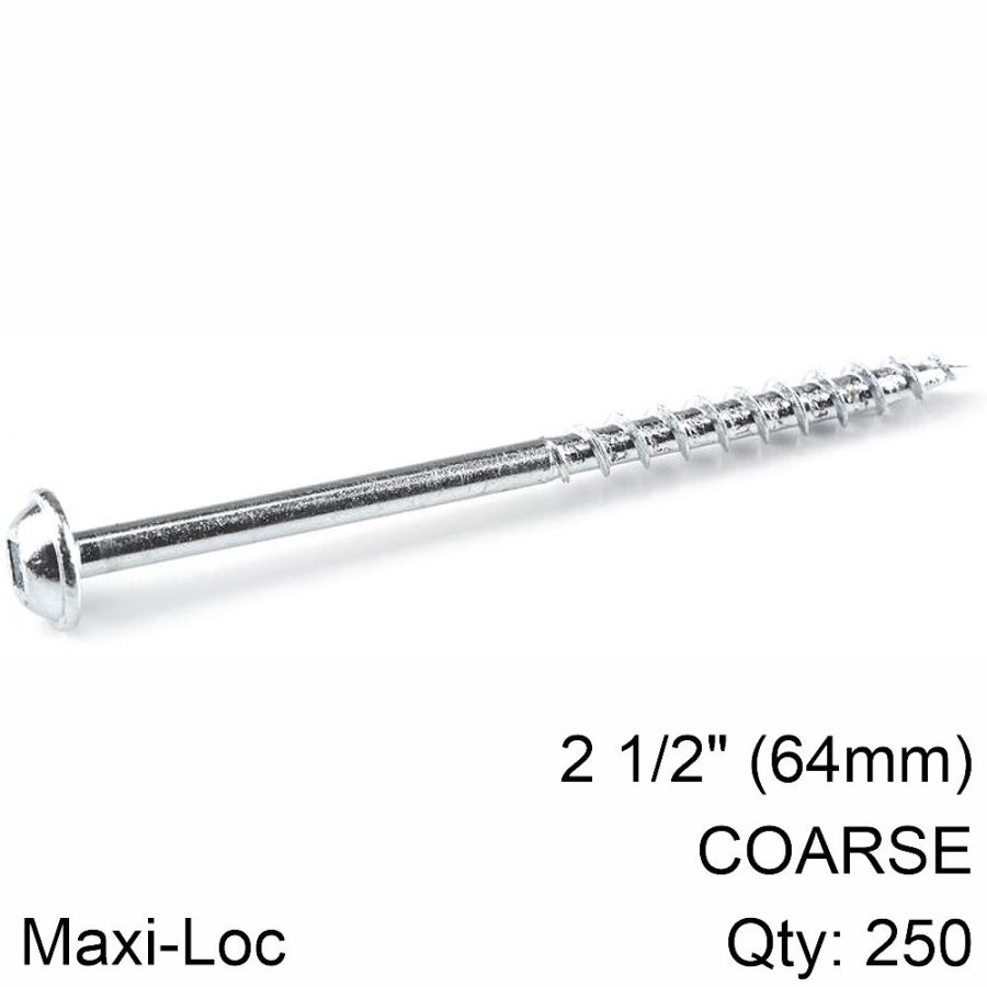 Kreg Zinc Pocket Hole Screws 64mm 2.50' #8 Coarse Thread Mx Loc 250ct