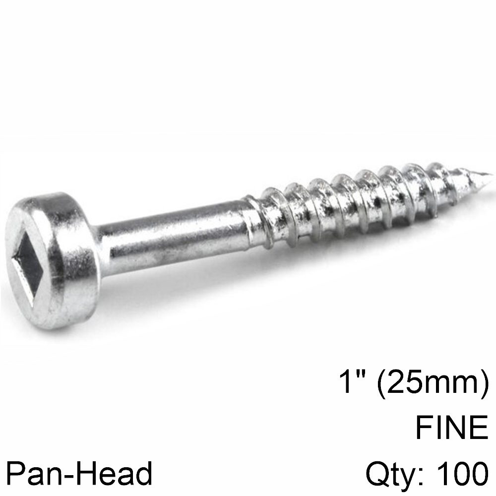 Kreg Zinc Pocket Hole Screws 25mm 1.00' #6 Fine Thread Pan Head 100ct