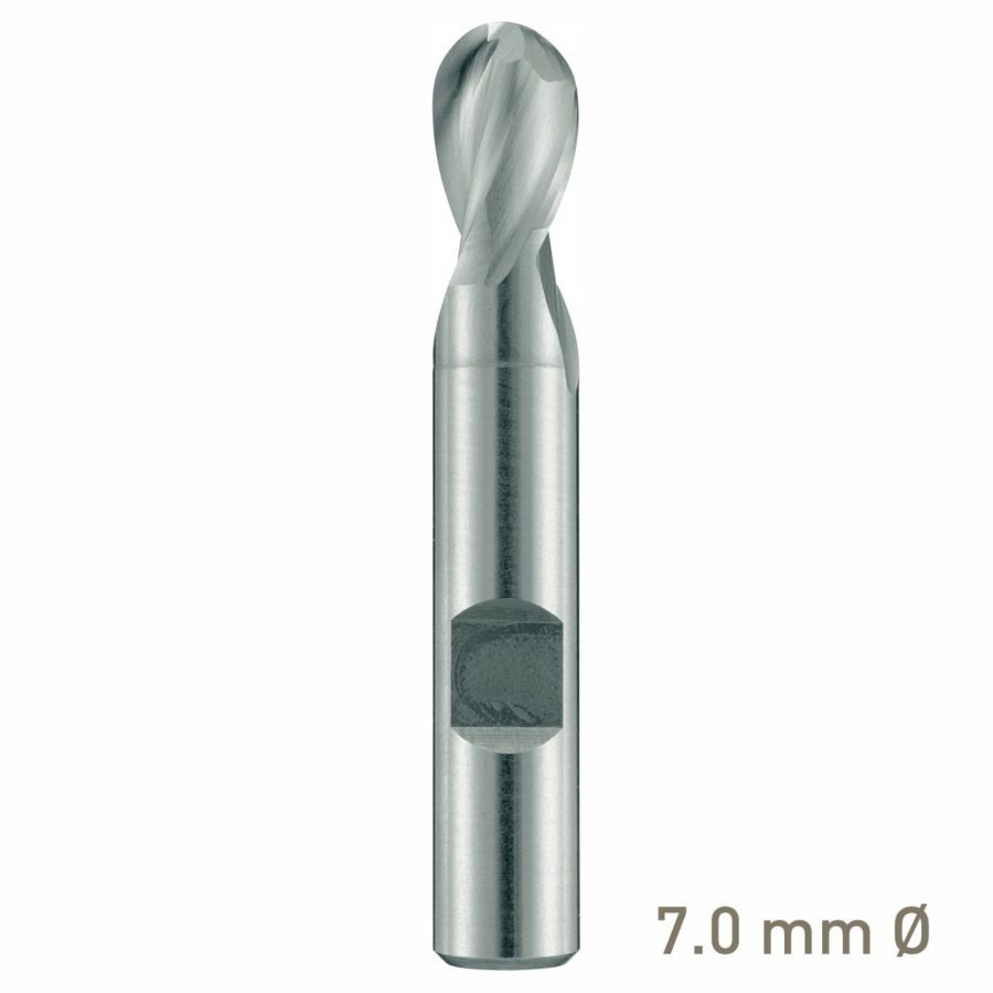Maykestag HSS-Co8 Slot End Mill With Radius 7mm Short Series 2 Flute Centre Cutting
