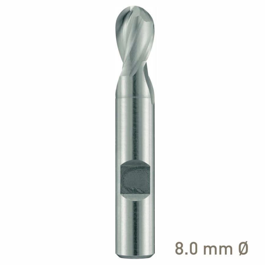 Maykestag HSS-Co8 Slot End Mill With Radius 8mm Short Series 2 Flute Centre Cutting