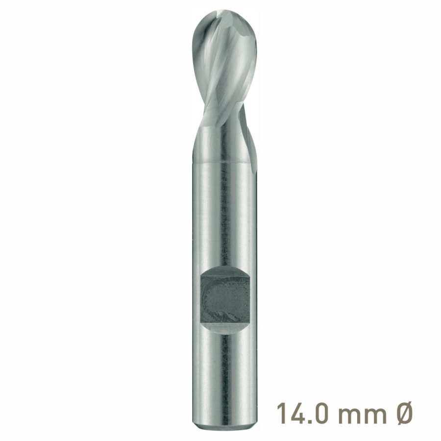 Maykestag HSS-Co8 Slot End Mill With Radius 14mm Short Series 2 Flute Centre Cutting