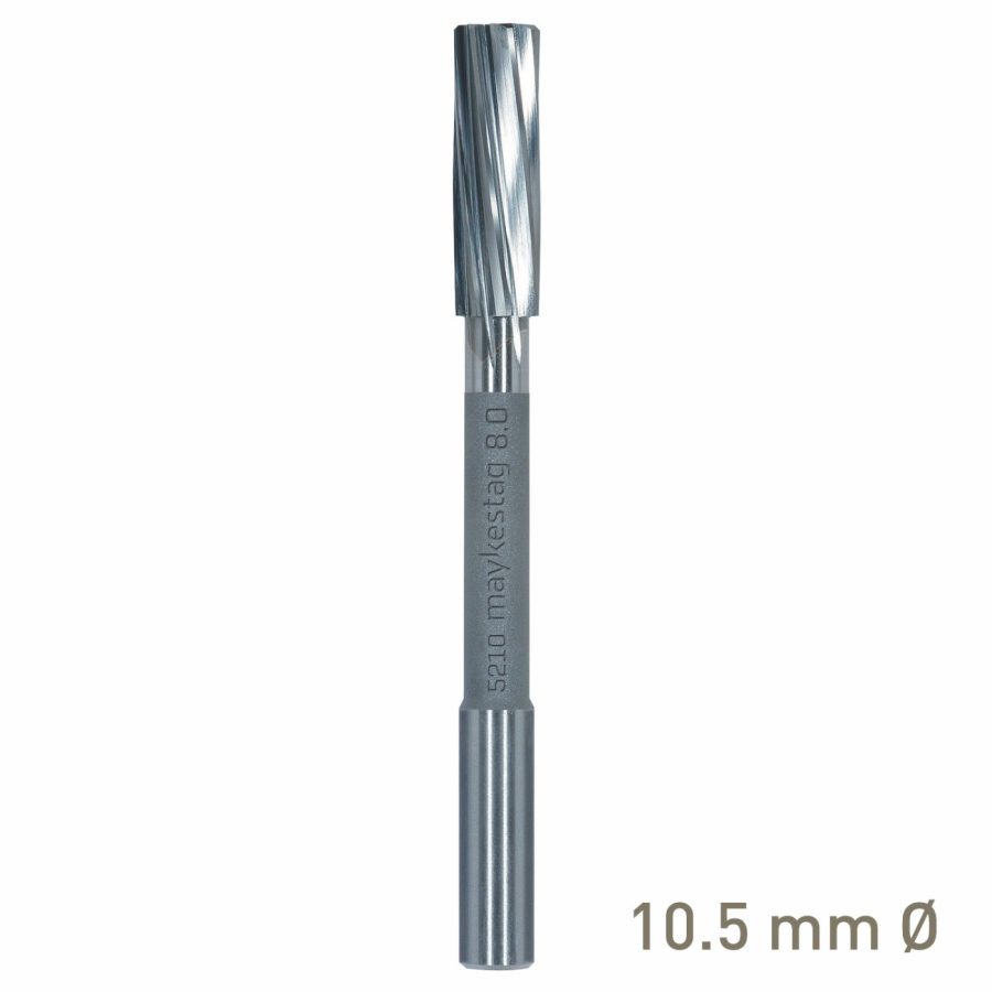 Maykestag Solid Carbide NC Machine Reamer 10.5mm Left Hand Spiral H7 Form B