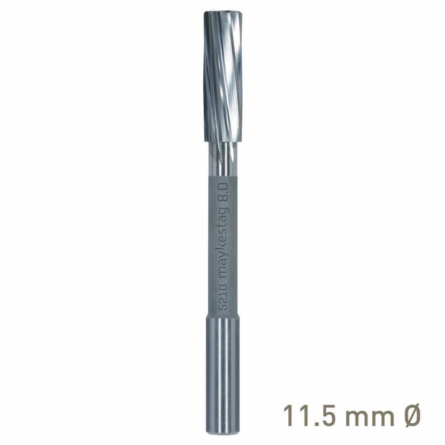 Maykestag Solid Carbide NC Machine Reamer 11.5mm Left Hand Spiral H7 Form B