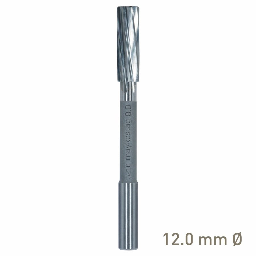 Maykestag Solid Carbide NC Machine Reamer 12mm Left Hand Spiral H7 Form B