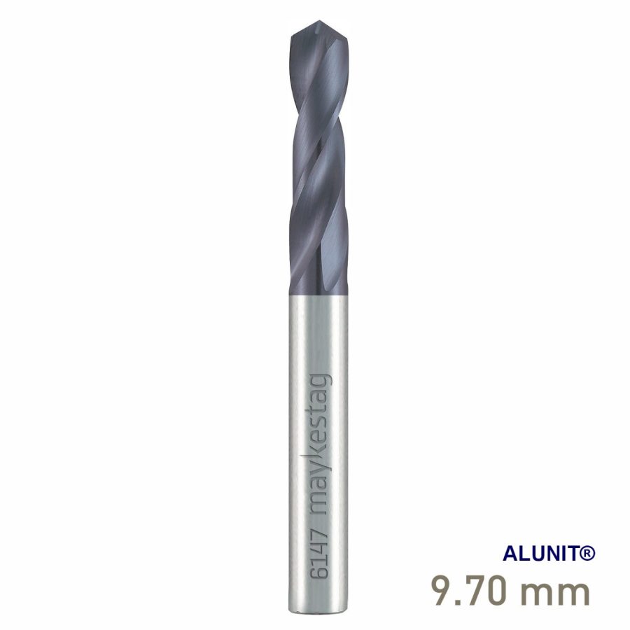 Maykestag Solid Carbide Stub Drill 9.7mm Short Series DIN 6539 ALUNIT