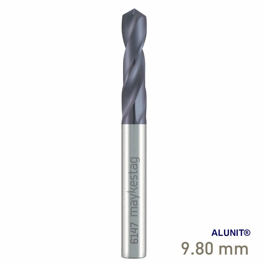 Maykestag Solid Carbide Stub Drill 9.8mm Short Series DIN 6539 ALUNIT