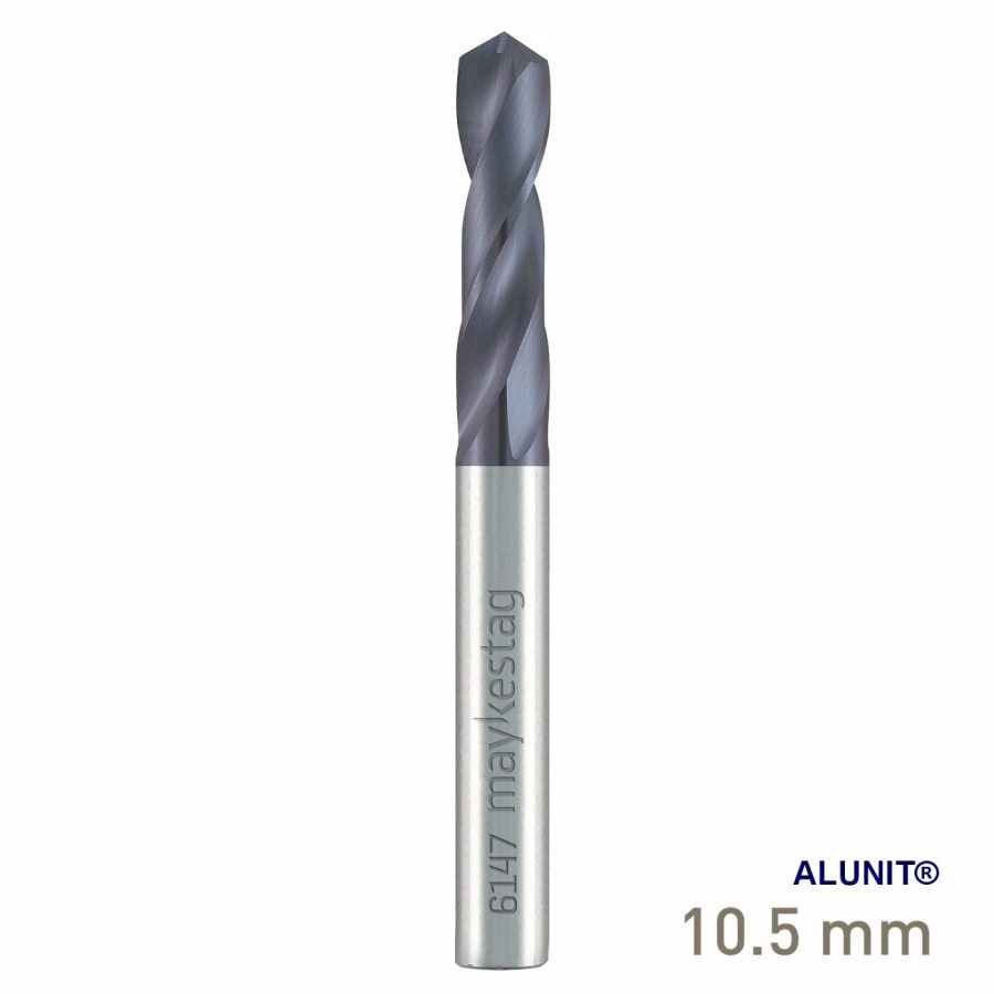 Maykestag Solid Carbide Stub Drill 10.5mm Short Series DIN 6539 ALUNIT