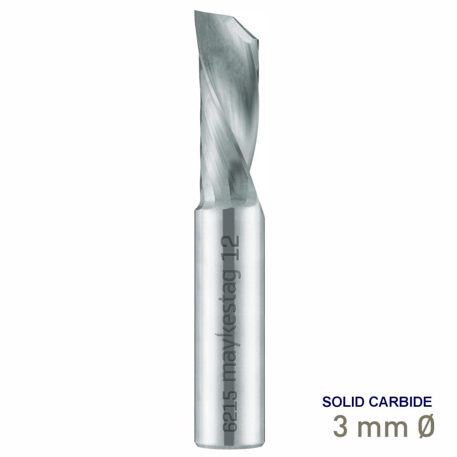 Maykestag Solid Carbide 1-Flute End Mill Aluminium & Plastics 3.00mm Type W Left-Hand Spiral