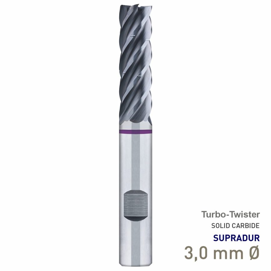 Maykestag Turbo-Twister Solid Carbide Trochoidal End Mill 3mm Long Series 5 Flute