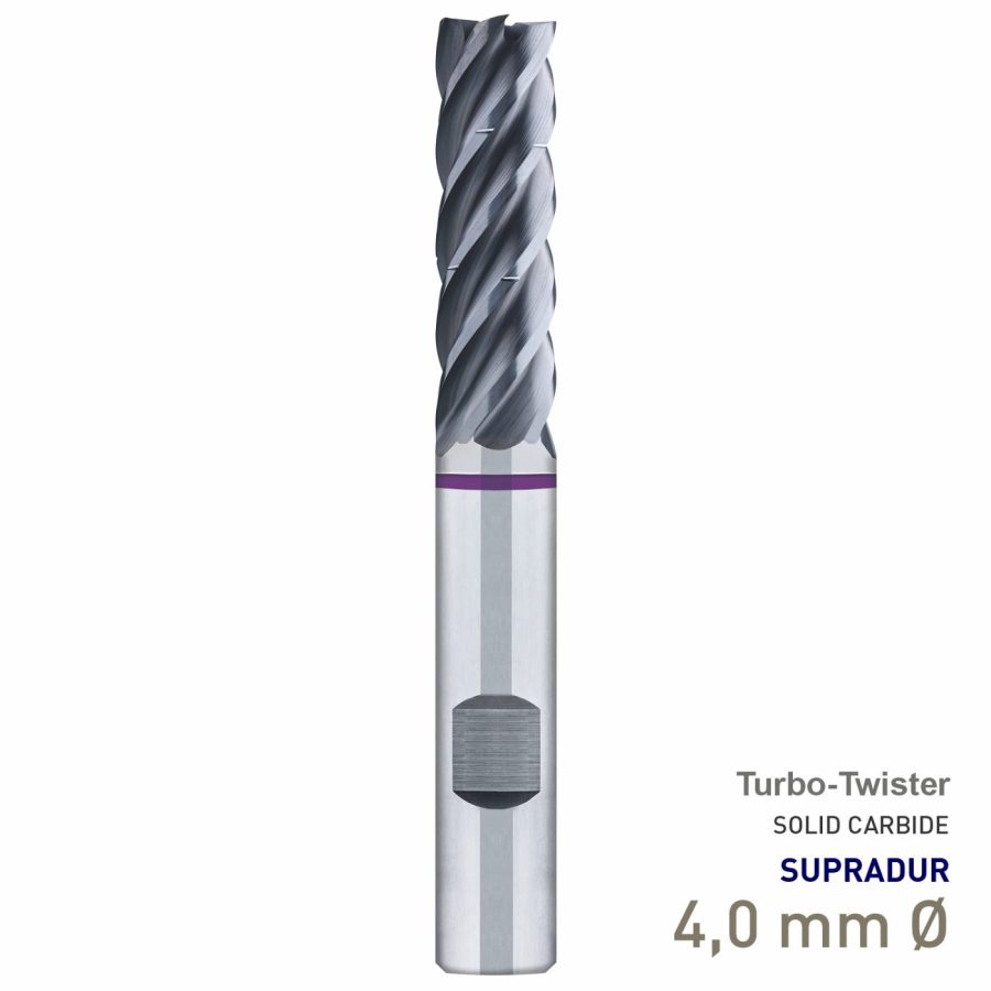 Maykestag Turbo-Twister Solid Carbide Trochoidal End Mill 4mm Long Series 5 Flute