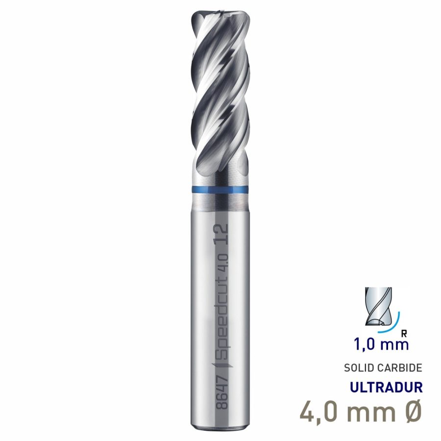 Maykestag Speedcut 4.0-Inox HPC Corner Radius End Mill 4mm R1.0 Long Series 4 Flute
