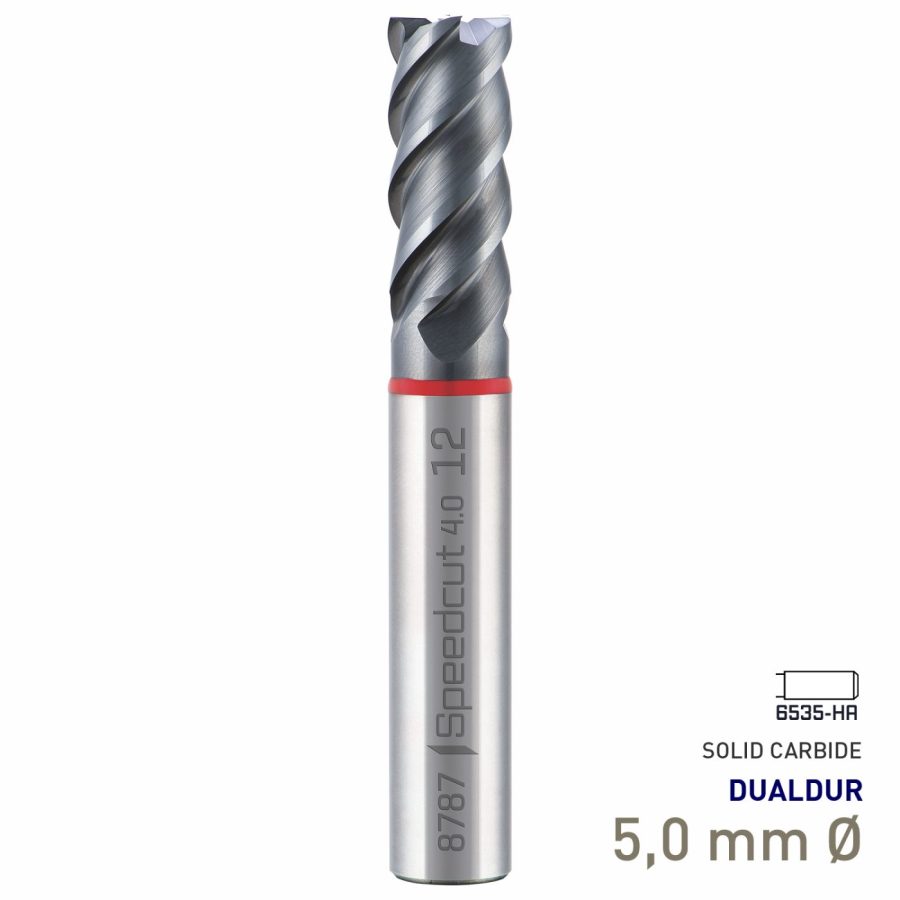 Maykestag Speedcut 4.0 Ultra Hard Steel 50-65 HRC DUALDUR HPC End Mill 5mm Long Series 4 Flute