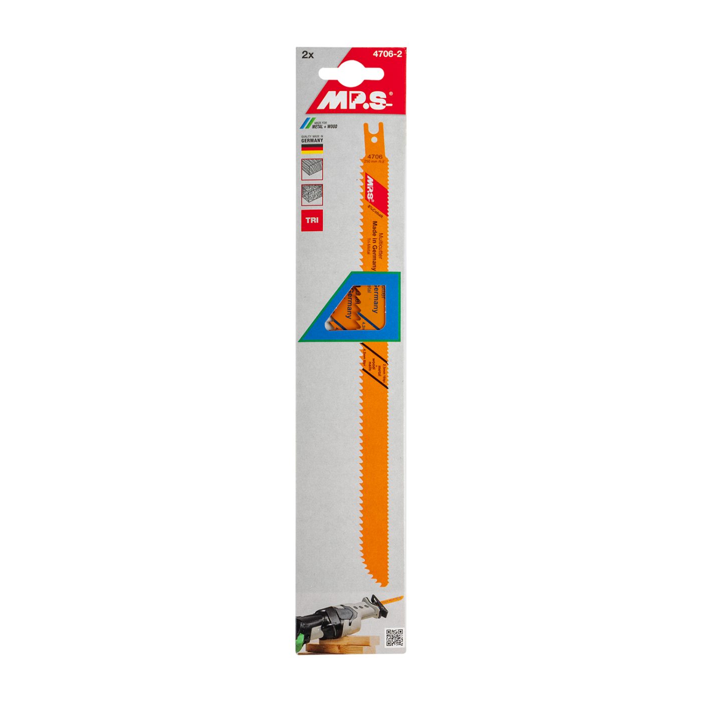 Sabre Saw Metal&wood Extra-long 250mm Multicutter U-shank 6&10tpi 2/pk