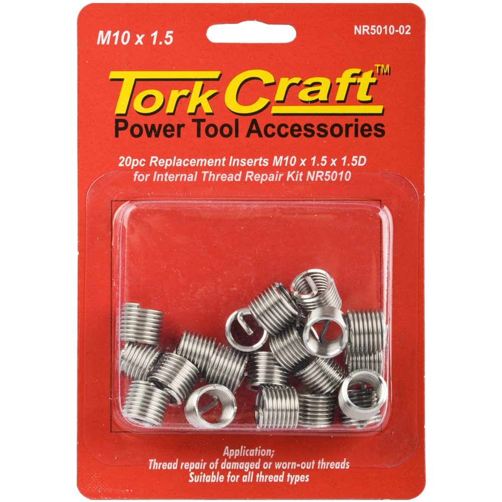 Tork Craft Replacement Inserts M10 X 1.5 X 15mm 1.5D 20pc for NR5010