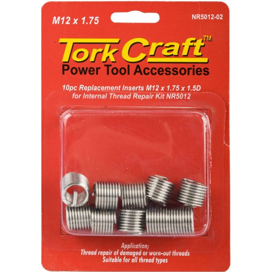 Tork Craft NR5012-02 Replacement Inserts M12 X 1.75 X 18mm 1.5D 10pc