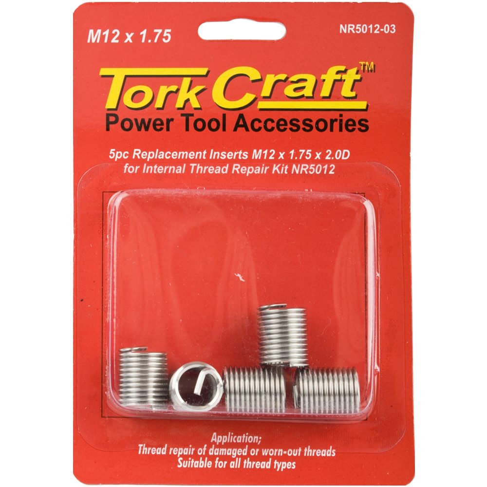 Tork Craft NR5012-03 Replacement Inserts M12 X 1.75 X 24mm 2D 5pc