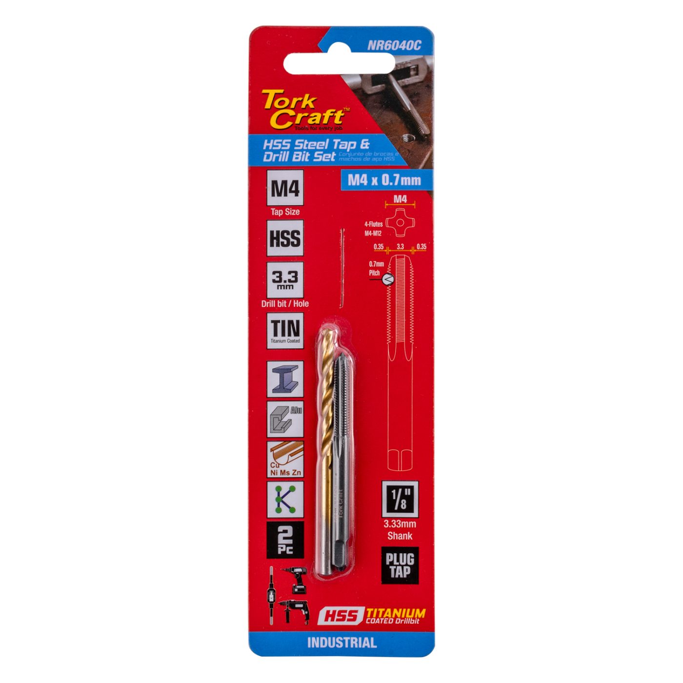 Tap Hss 4x0.7 & Drill 3.3mm 2pc Set