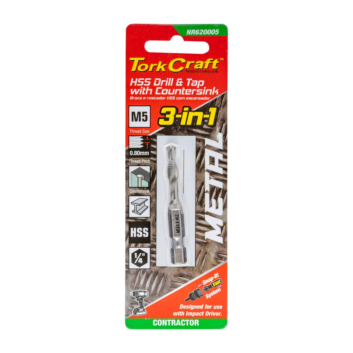 Drill Tap Hss Metric M5 X 0,8mm 3-in-1