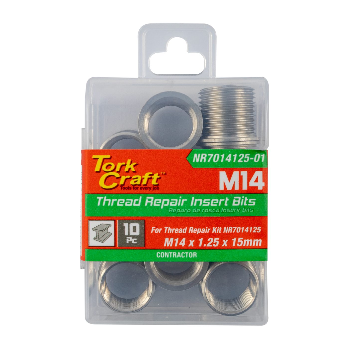 Repl. Insert 10pc M14 X 1.25 X 15mm S/steel For Nr7014125