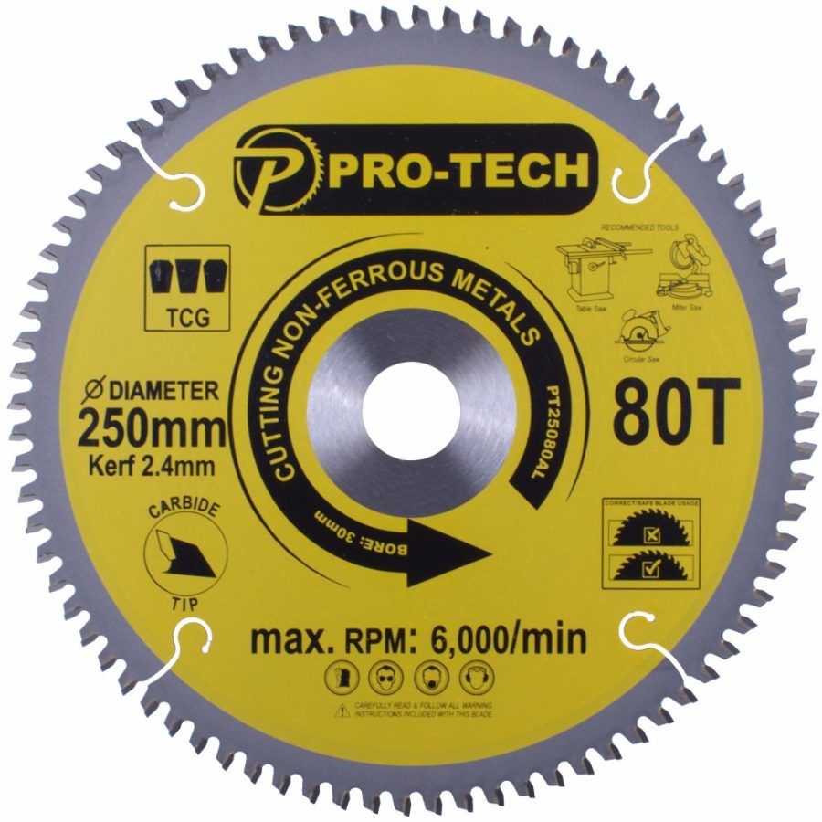 Saw Blade Tct 250 X 2.4 X 30 X 80t Alum. Prof.