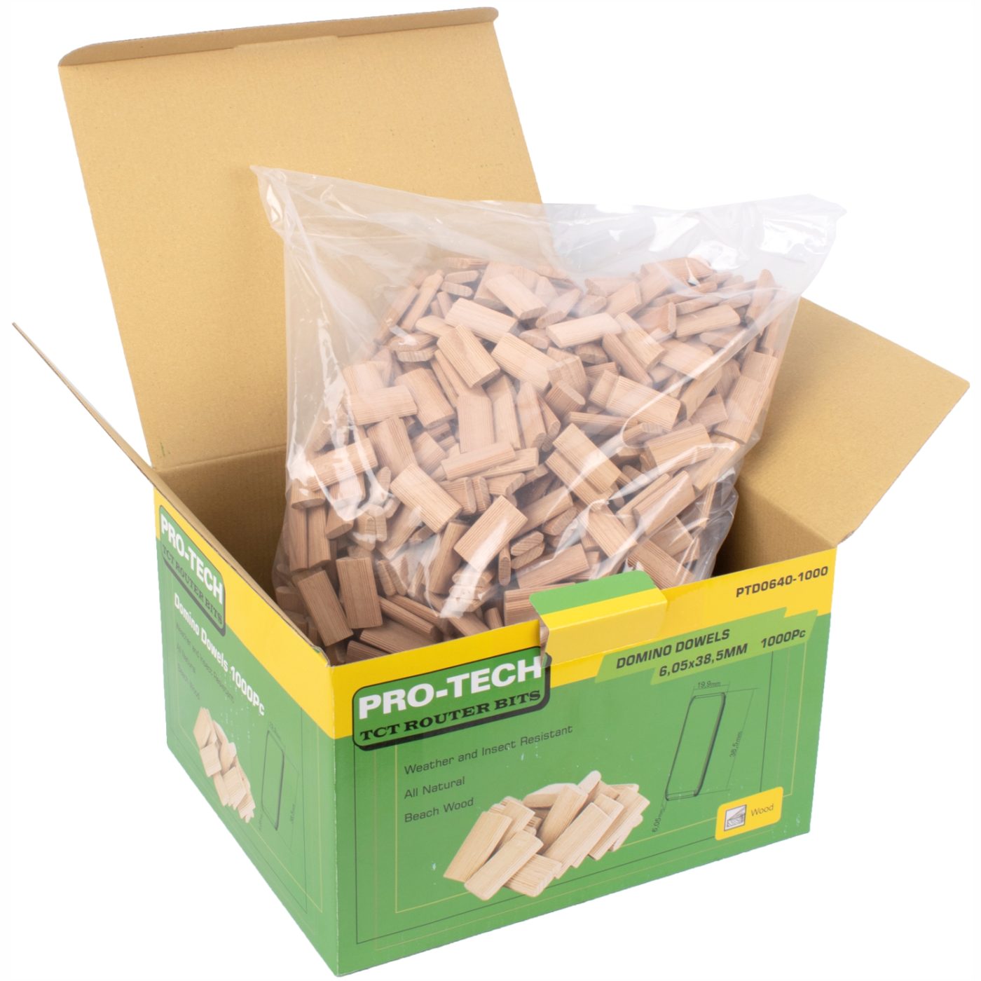 Domino Tenon 6x40mm 1000pc Box Beech Wood