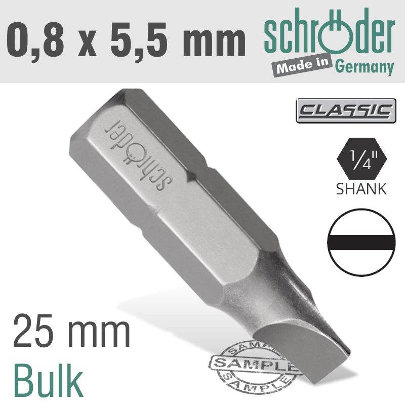Slotted Bit 0.8x5.5 25mm Bulk