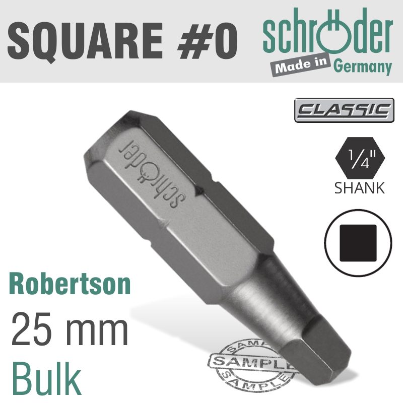 Sq.recess No.0 Insert Bit