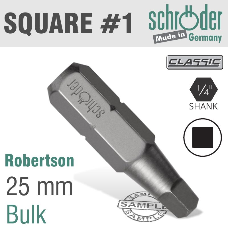 Sq.recess No.1 Insert Bit