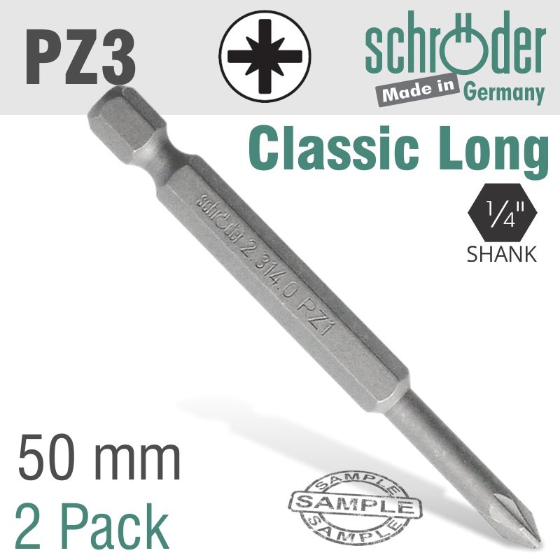 Pozi No.3 X 50mm Classic Power Bit 2cd