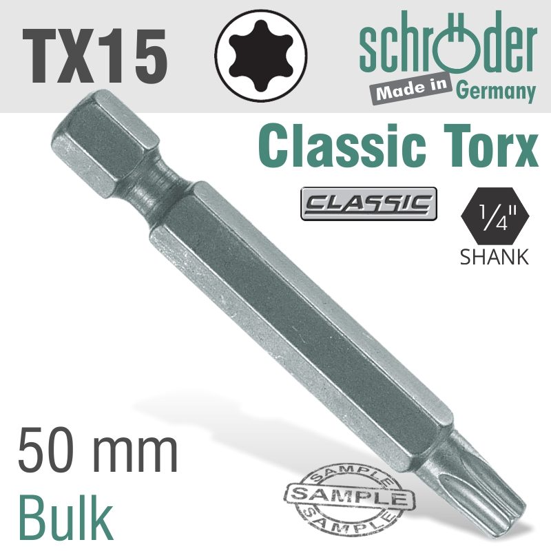 Torx Tx15 Classic Power Bit 50mm Bulk