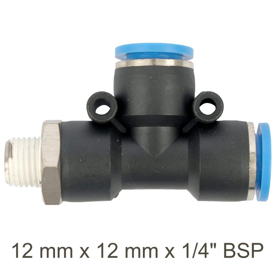 Pu Hose Fitting Tee 12mm X 12mm X 1/4'm