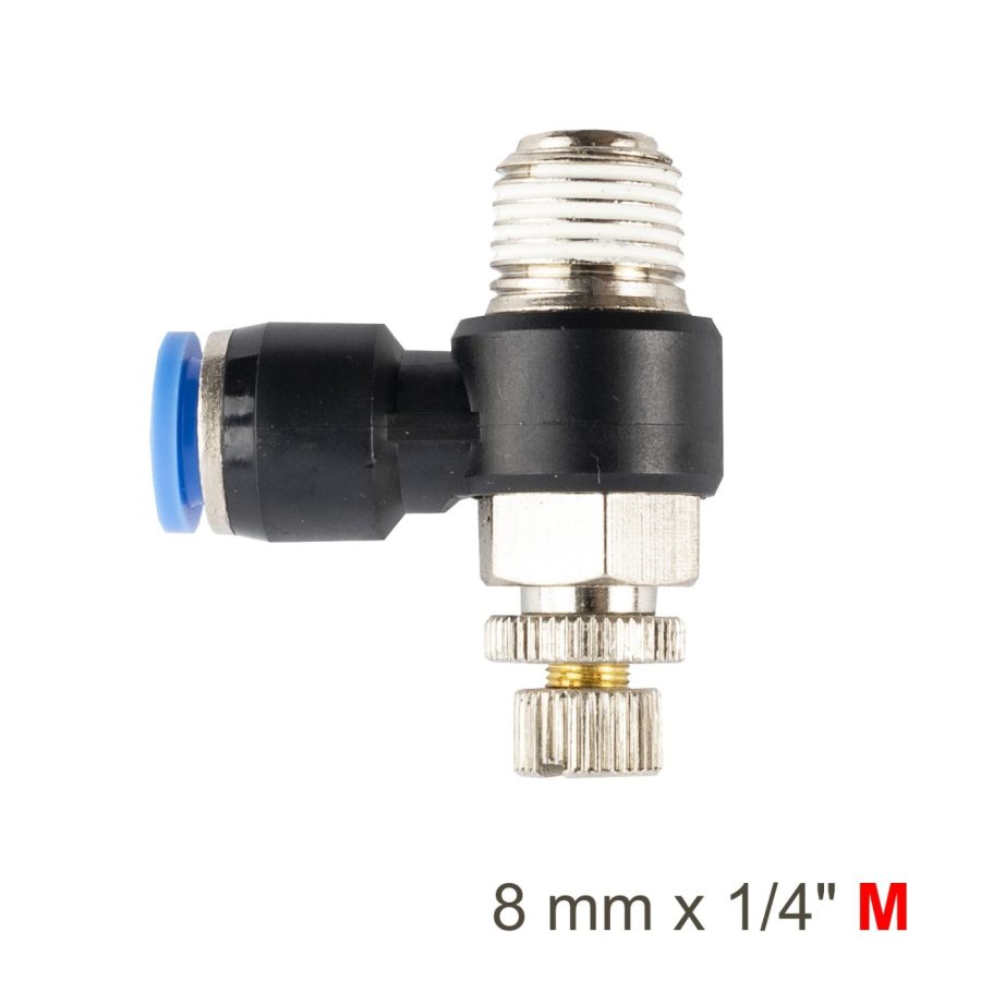 Flow Control Swiv. Elbow Pu 8mm X 1/4' M