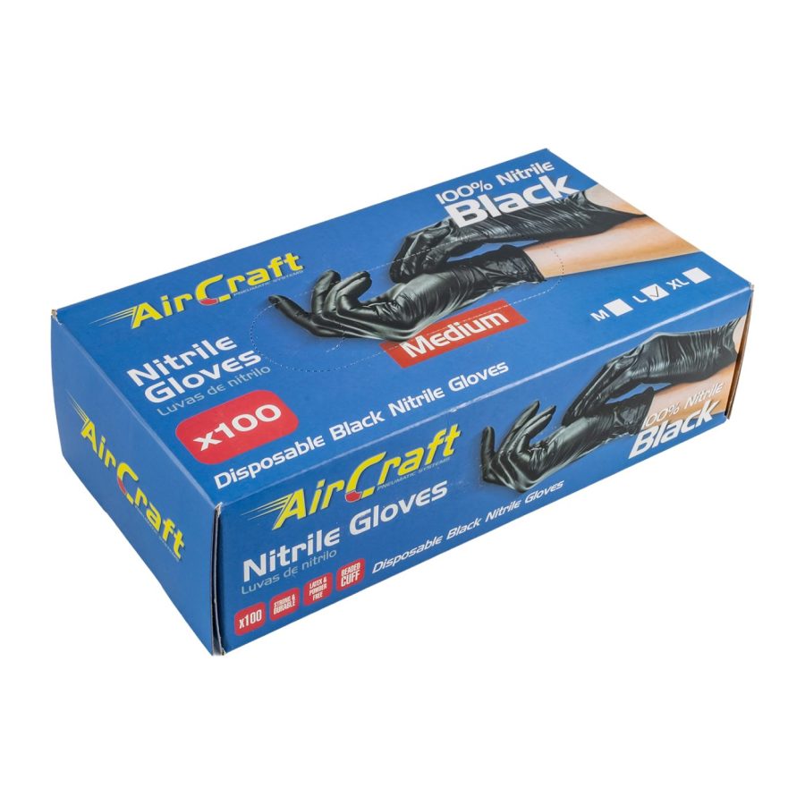 Nitrile Glove L/duty Large Black 100pc T/box