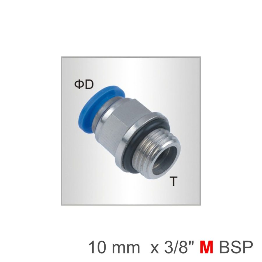 Pu Fitting Str. Stud W/o-ring 10mm-3/8 M