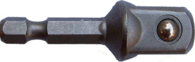 Socket Adaptor 1/4'm Sq X 50mm 1/4'm Hex Shank Carded