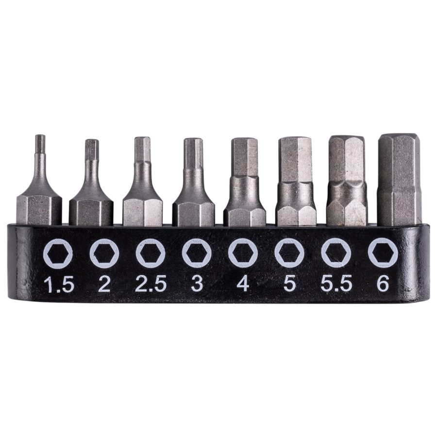 Insert Bit Set 8pce Hex H1.5 - H6 25mm Allen Size1.5 2 2.5 3 4 5 5.5 6