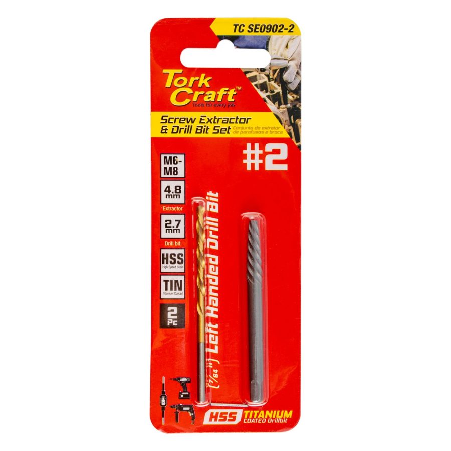 Screw Extractor Set 2pc No.2 With Left Hand Drill Bit
